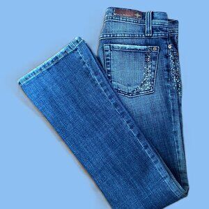 Flying Monkey Women's Jeans Size "0" 26 x 32 Glitter Front Pockets Decorations